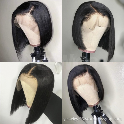 Straight Short Bob Wigs Human Hair Hd Full Lace Front Wig Raw Brazilian Natural Virgin Human Hair Transparent Lace Frontal Wig